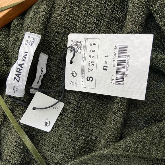 Zara Knit Green Italian Yarn Three Quarter Sleeve Lagenlook Sweater NWT BB - Picture 5 of 5